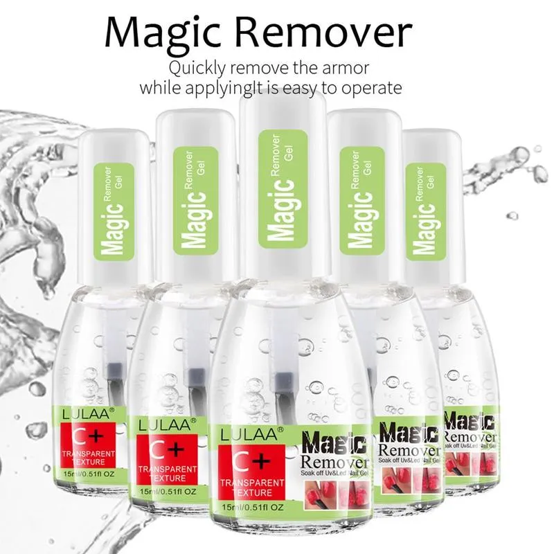New Magic unha polonês removedor 15ml burst uvled gel soak off removedor gel polonês para manicure limpador de unhas saudável rápido