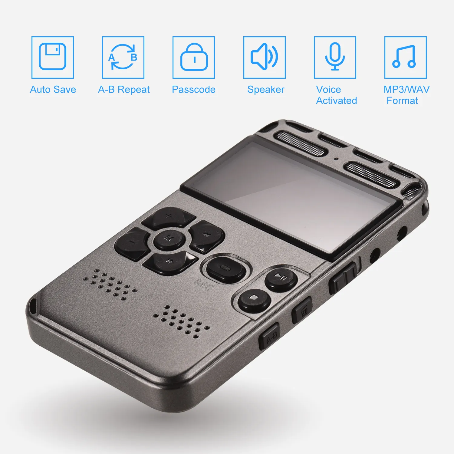 Professionell HD-röstaktiverad digital ljud Röstinspelare 8GB 16GB 32GB LCD-skärm Voice Recorder Lång batterilivslängd MP3 Musikspelare