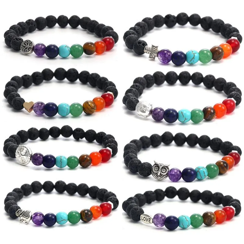 2-Pack Lava Stone Healing Bracelet – Chakra Beads, Reiki, Essential Oil Diffusing, Stretch Fit (8mm Beads, 40g) - View #10