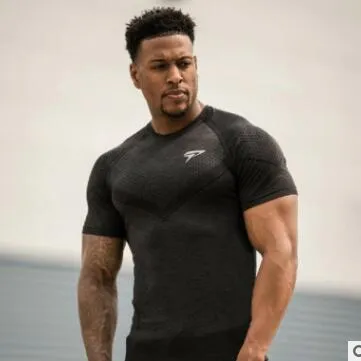 Men Running Tight Short T-shirt Compression Quick Dry T Shirt Male Gym Fitness Bodybuilding Jogging Man Tees Tops Brand Clothing