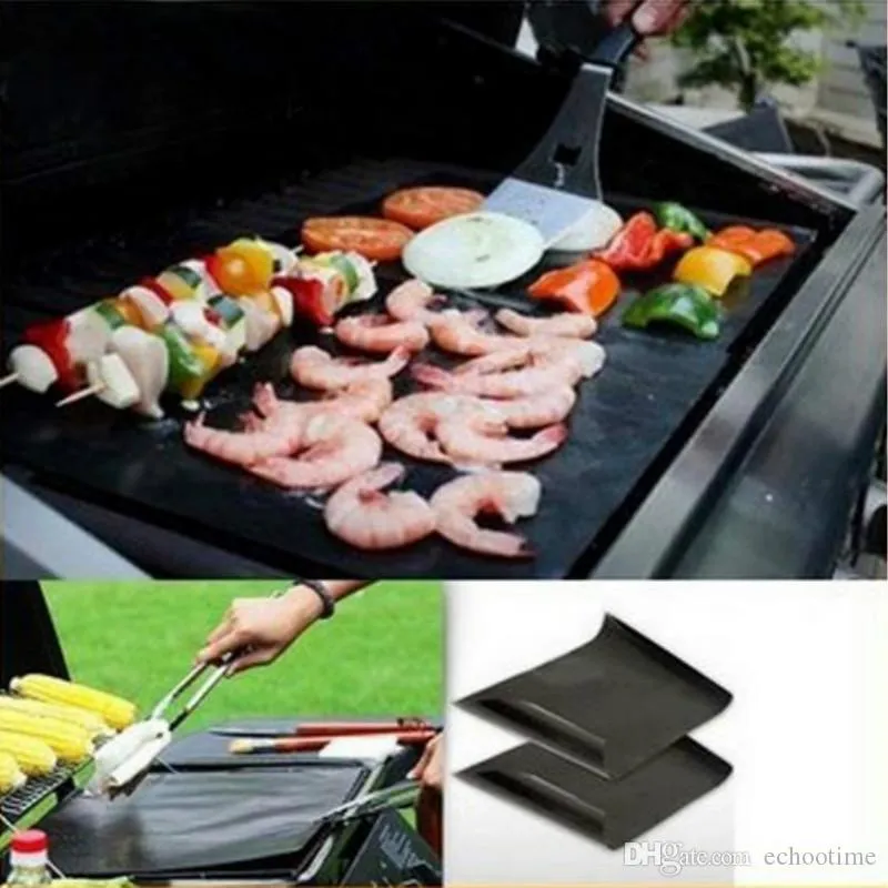 Barbecue Grilling Liner BBQ Grill Mat Portable Non-stick and Reusable Make Grilling Easy 33*40CM 0.2MM Black Oven Hotplate Mats