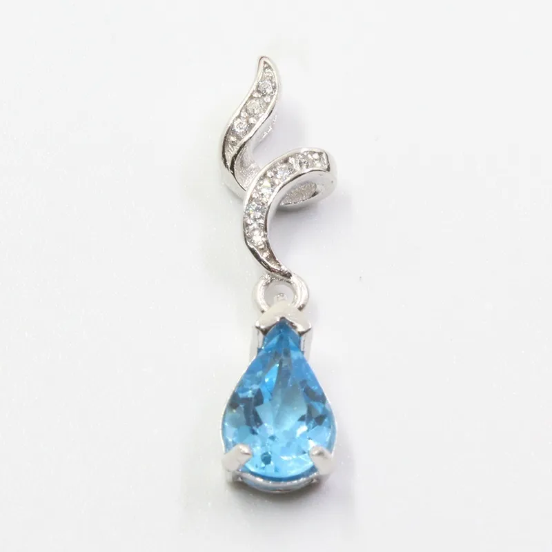 Eleganter hellblauer Topas-Anhänger für Mädchen, 0,6 ct natürlicher Topas-Anhänger, massiver Topas aus 925er Silber, Geburtstagsgeschenk für Freundin