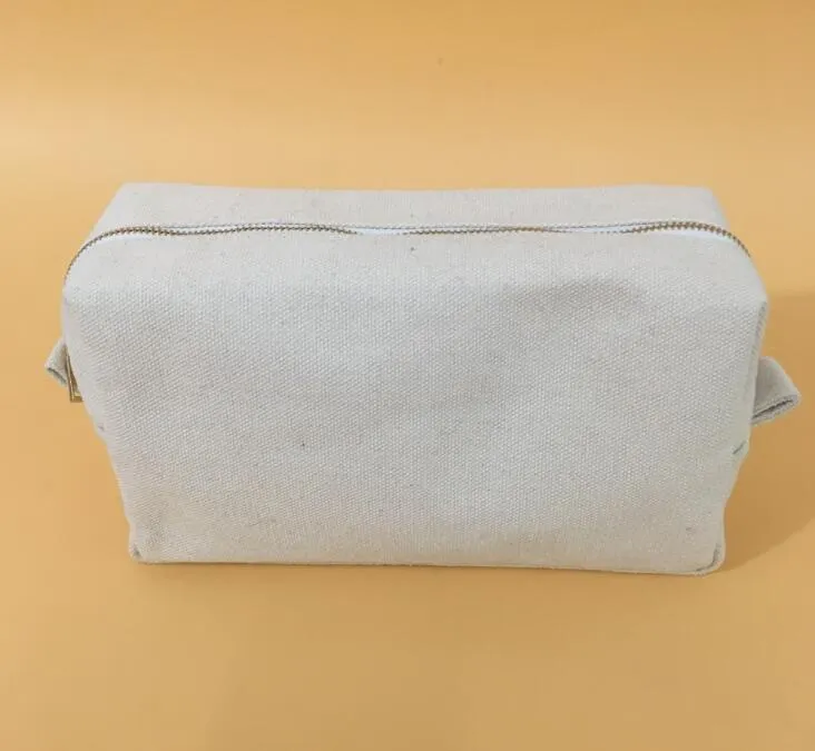 3pcs DIY Cosmetic Bag Mulheres lona Plain branco Grande Capacidade Protable ouro Zipper Wash tolitery Bag Bege Preto