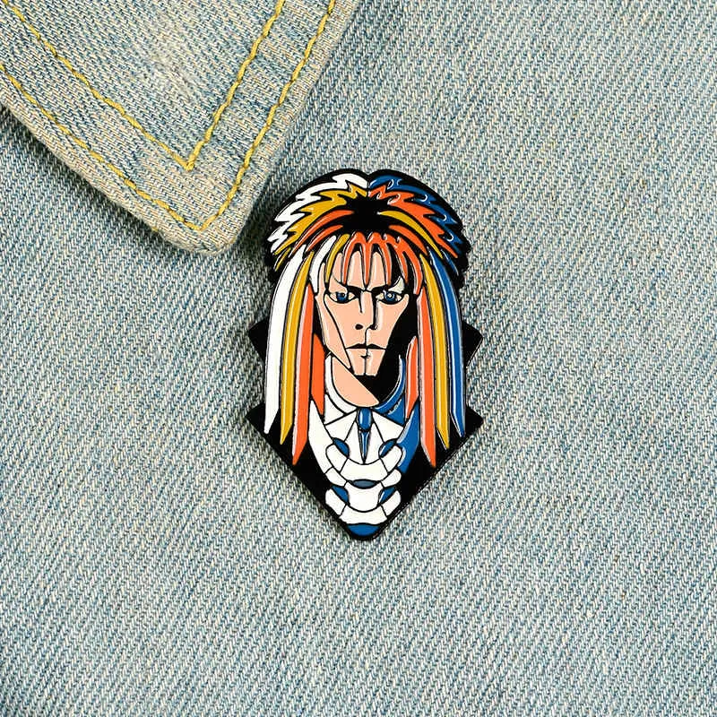 Punk style enamel pin personality long hair man lapel pin brooch shirt bag colorful cartoon badge lady jewelry gift to a friend