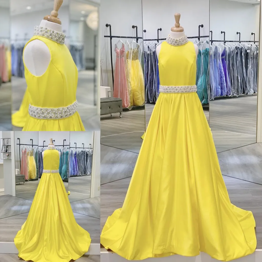 Pageant Yellow Backdraft Yellow Satin Pageant Dresses For Girls Beaded... From ...