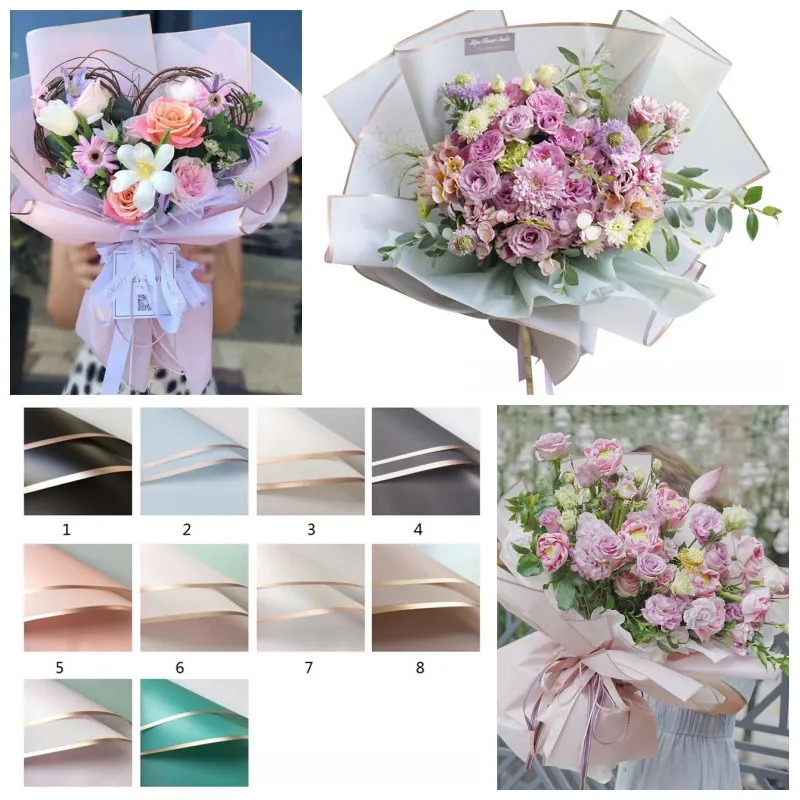 Florist Present Wrap Paper 20pcs/Lot 58x58cm Flower Bouquet Waterproof Wrappning Supplies Wedding Valentine Present omslagsdekor