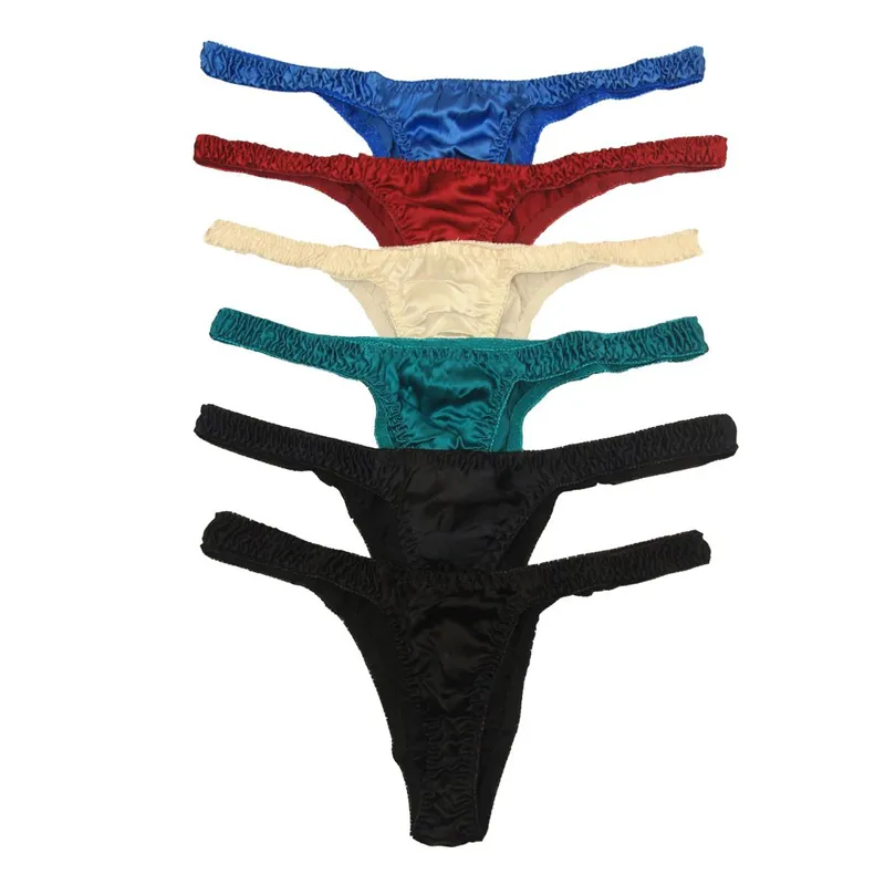 Kvinnor Thong Panties 100% Natural Silk 6 Par i en förpackning Storlek USA S M L XL XXL