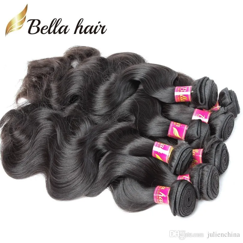 5 bundels onbewerkte Indiase maagdelijk menselijk haar weeft natuurlijke zwarte kleur golvende body wave extensions bella haar