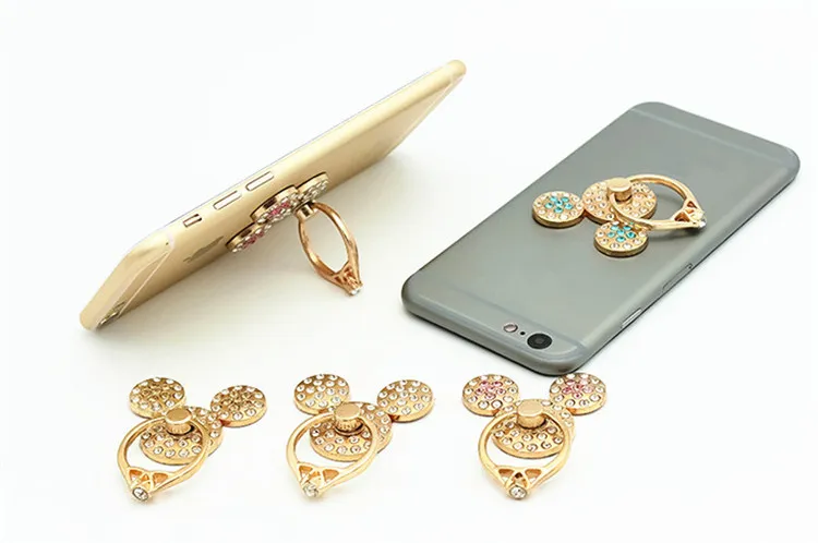 Rhinestone Finger Ring Leuke Mobiele Telefoon Houder Stand Ring Mode Cartoon Smartphone Ring Houder voor iPhone