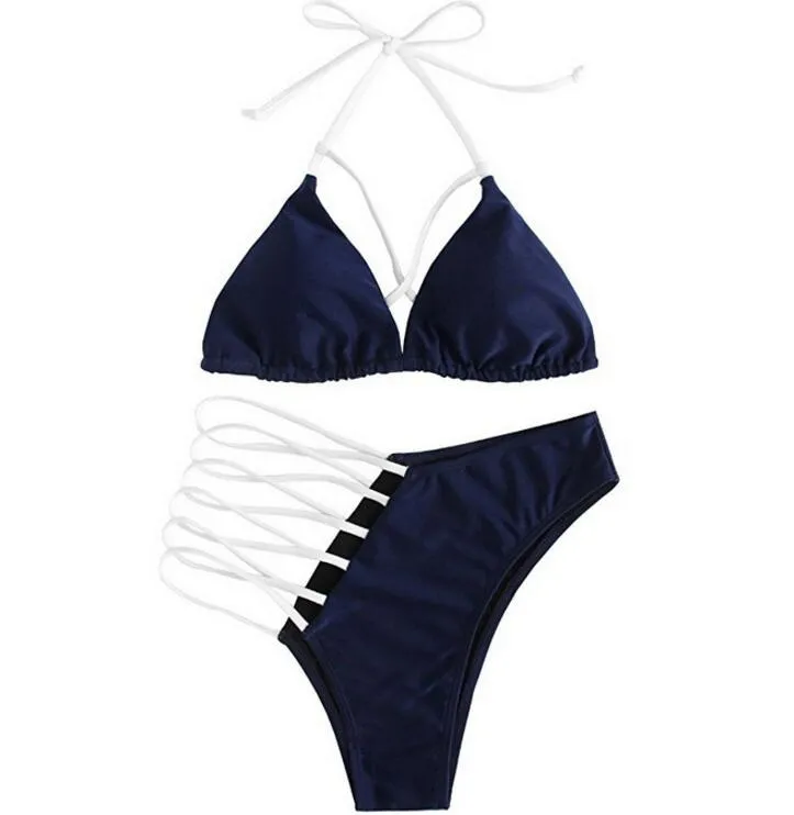 amazon sexy bathing suits Xysaqa Women's Two Piece Swimsuit Halter Top Bikini Sets Tie Side String  Triangles Sexy Swimwear Bathing Suits for Women S-XL main image 1