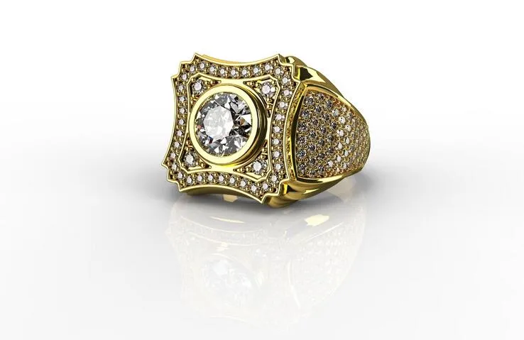 2020 Vintage Biżuteria 925 Sterling Silver18K Złoto Wypełnienie Okrągły Cut White Topaz CZ Crystal Kobiety Wedding Engagement Band Pierścień Dla Mężczyzn Prezent