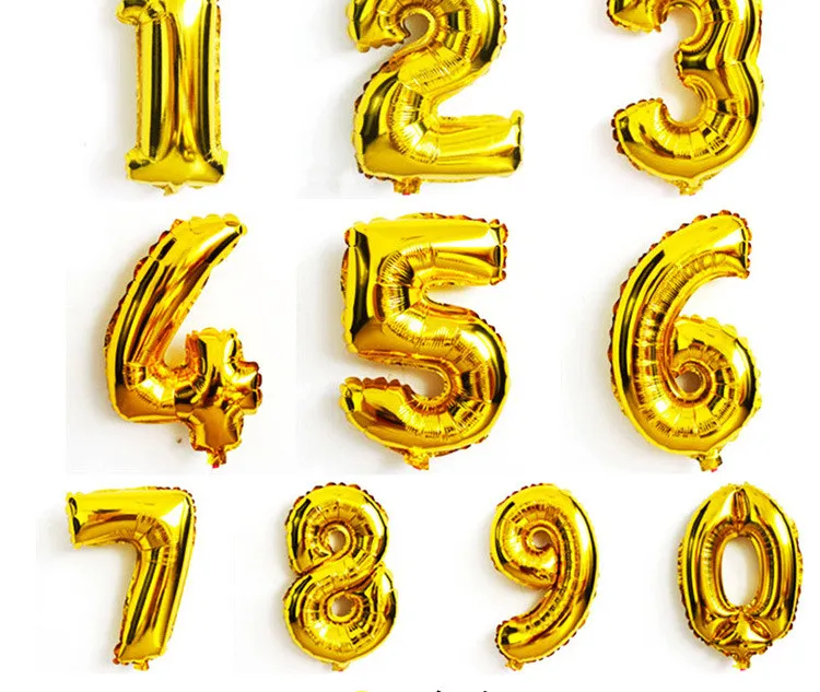 Juego de Globos de aluminio con números dorados, suministros de decoración  para fiestas de cumpleaños, tamaño
