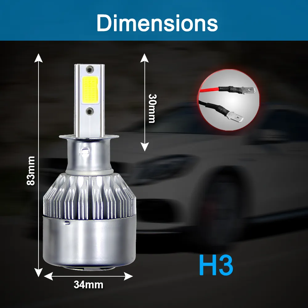 2024 Latest 120W COB C6 LED Headlight Bulbs 7600LM Hi Lo Beam Car Light Kit 6000K Cool White H1 H3 H4 H7 9003 9004 9005 9006 Pack Of 2 From Auto moto 3.7 DHgate.Com