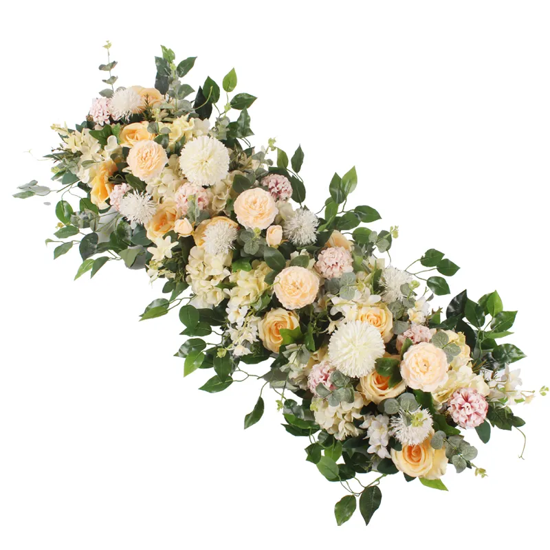 Peonías de seda artificiales de lujo, suministros de arreglo de fila de flores rosas para arco de boda, centros de mesa de fondo, suministros de bricolaje