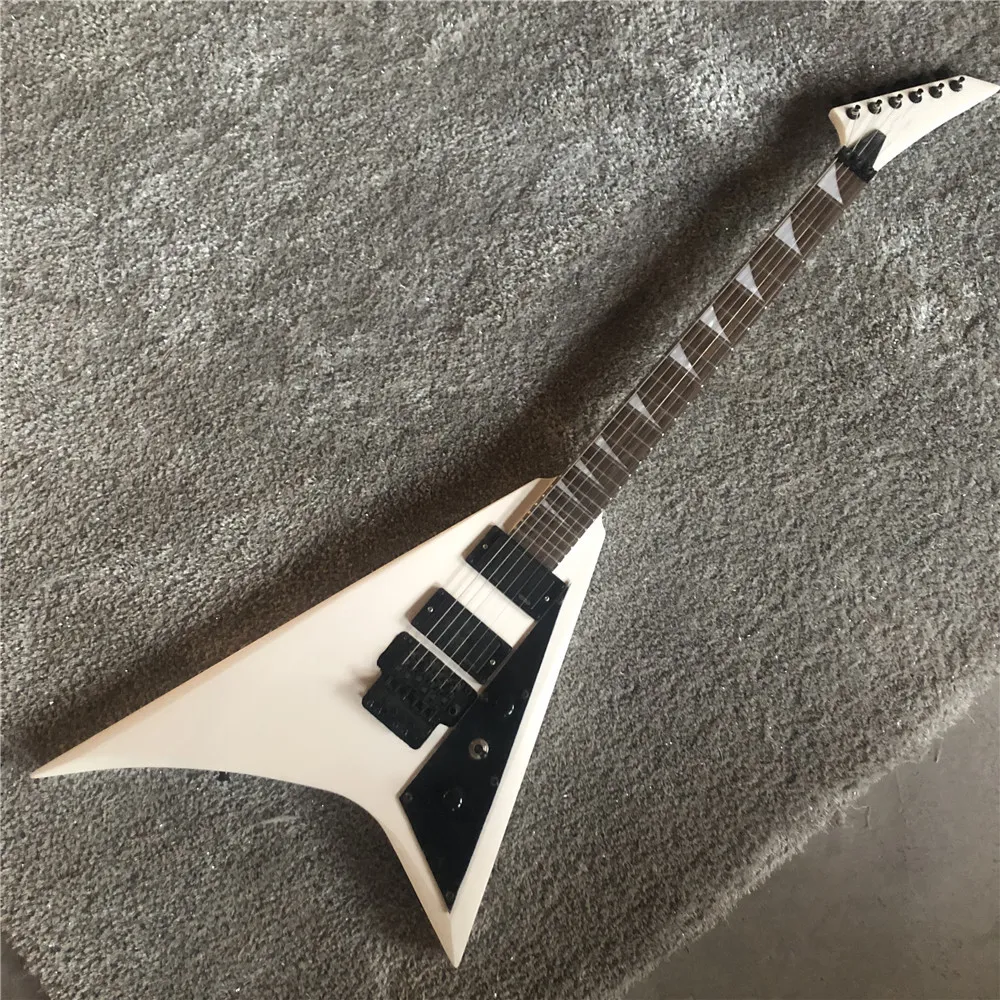 Custom high quality Jack triangle white guitar with Black hardware electric guitar basswood body maple neck free shipping