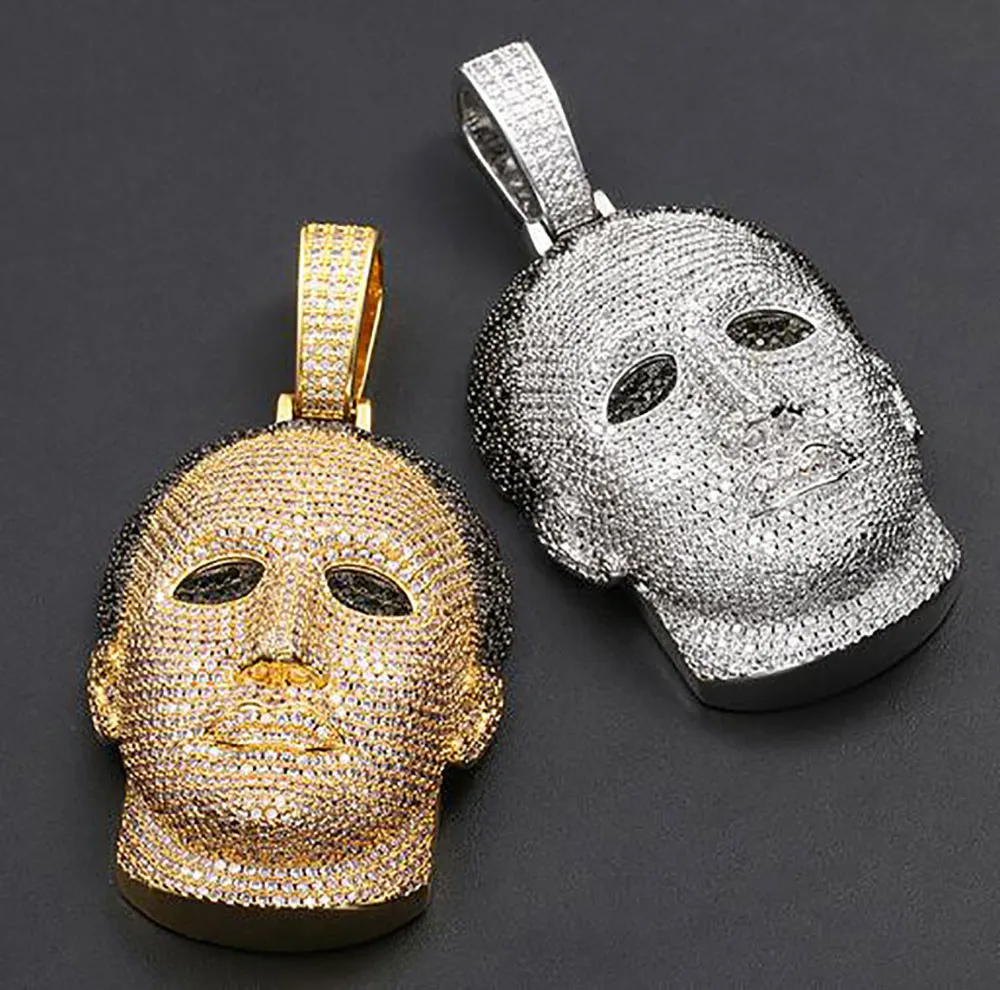 14K buzlu Out Altın Custom Michael Myers kolye cz Büyük Boyut Katı Karakter Kolye Hiphop Takı Noel Sevgililer Günü hediyesi