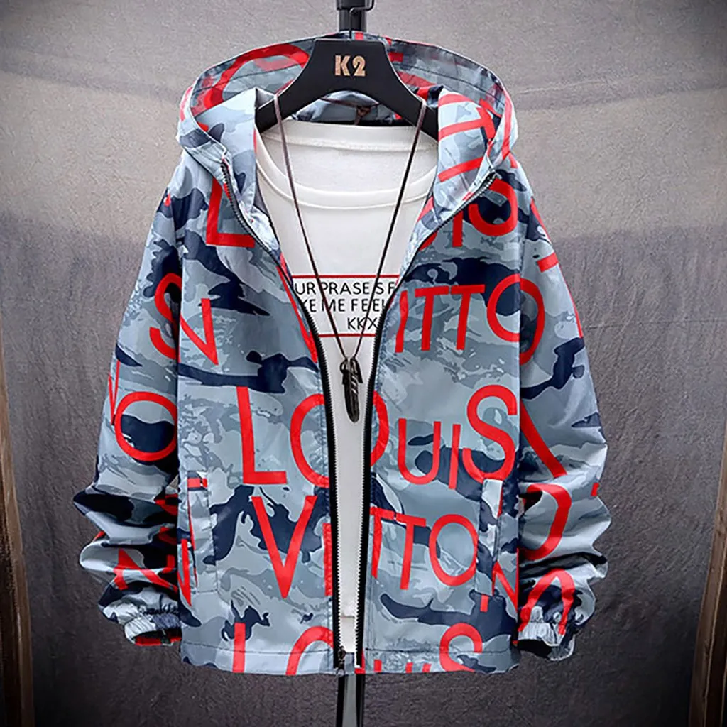 新発売の Print Camouflage 2019 Autumn Windbreaker Long Men For Jacket Clothing