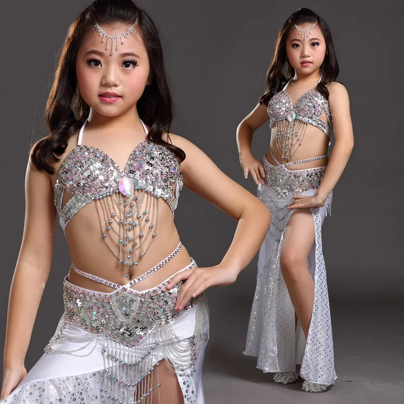 Top Grade Children Belly Dancing Clothes Oriental Outfit Bra, Belt