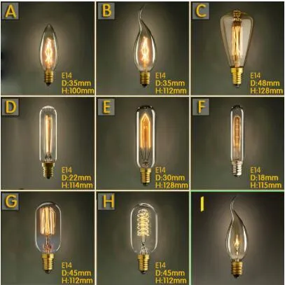 Vintage Retro E14 Edison spirali żarówki żarówki żarówki do lampy wisiorek sypialni sypialnia 220 V nowość