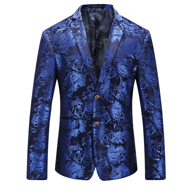 Latest Designs Royal Blue Men Floral Suits Groom Wedding Tuxedos ...
