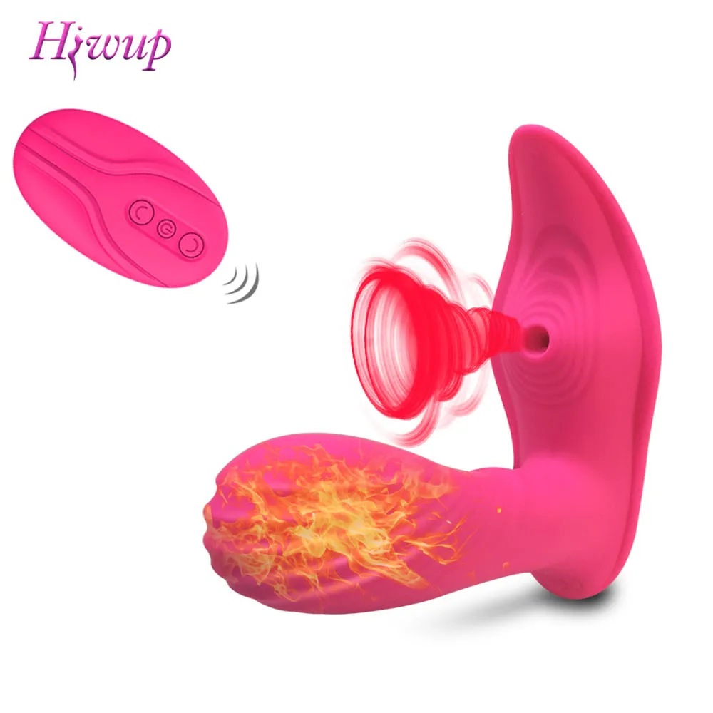 Heating Wearable Vibrator Sex Toys for Women Adult Sucker G Spot Clitoris Stimulator Wireless Remote Control Panties Vibrator MX191228