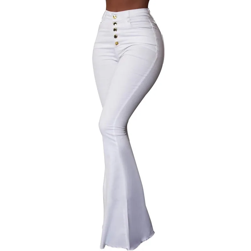 Pantalones Nuevo Blanco De La Manera De Pata De Elefante De Cintura Alta Pantalones Acampanados Pantalones Delgados De Trabajo Informales Pantalon Femme De 34,36 € | DHgate