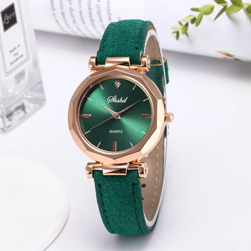 Fashion Multi Colored Casual Ultra Thin Leather Rhombus Watch Women
