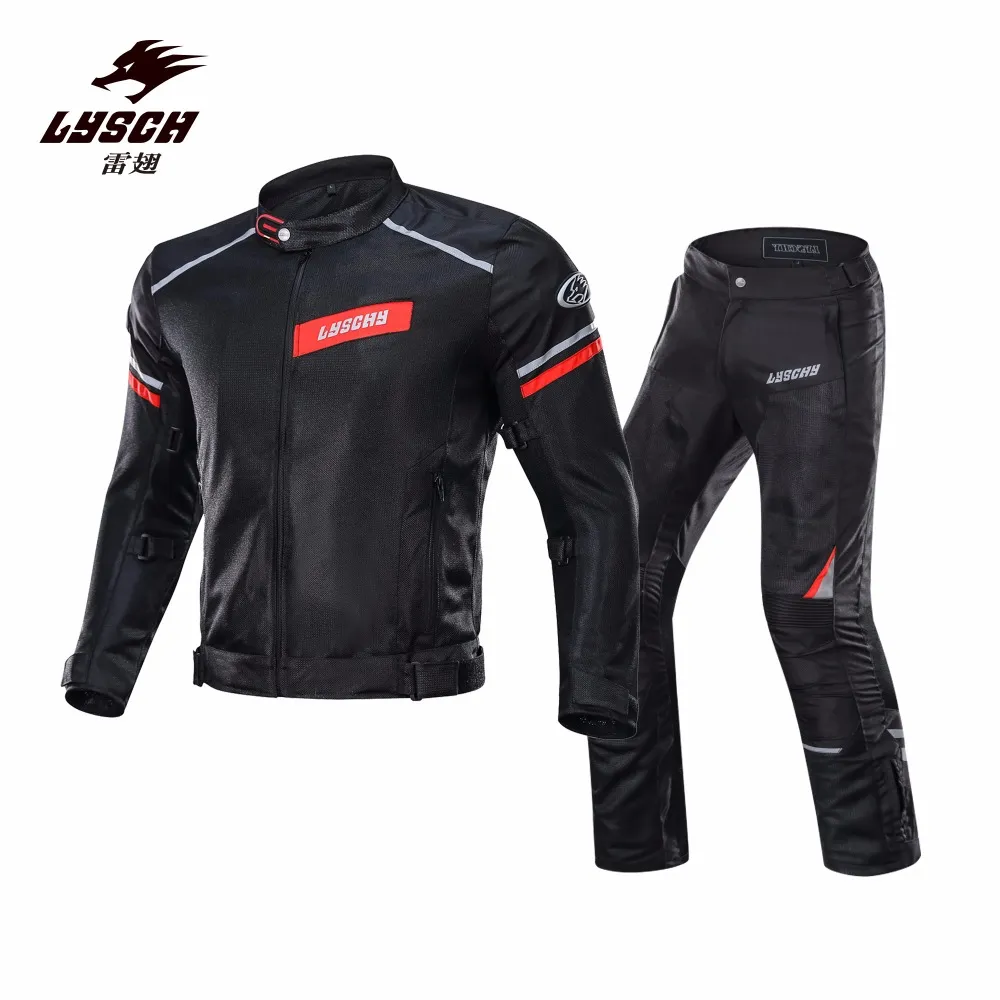 LYSCHY 2019 Motorcycle Jacket Summer Breathable Mesh Moto Road Racing Jacket Men's Motorcycle Protective Gear Clothing Blouson Moto