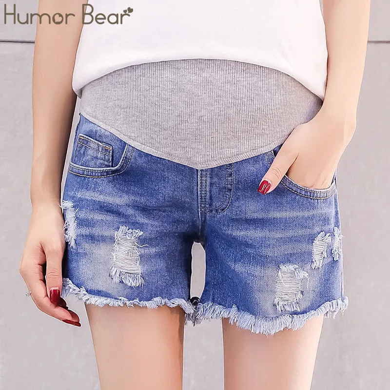 Humor Bear verão Mulheres de maternidade calças curtas Shorts de gravidez gestantes de baixa cintura de cintura plus size calças de calças de calça