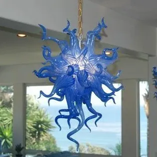 Lâmpadas Pingente Pequeno Oceano Blue Quarto Art Deco Iluminação Pingente-Luzes de Natal Brown Copo American Style Chandelier