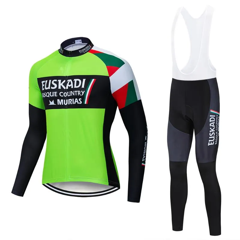 2020 EUSKADI İnce kesit Uzun Kollu Bisiklet Jersey Seti Giyim Maillot Ropa Ciclismo Bisiklet Giyim Giyim Bisiklet Üniforma Seti