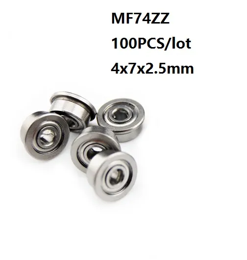 100pcs /ロットMF74 MF74ZZ F674ZZ F674-ZZ ZZフランジ式ミニチュアミニベアリングディープグルーブボールベアリング4 * 7 * 2.5mm 4x2.5mm