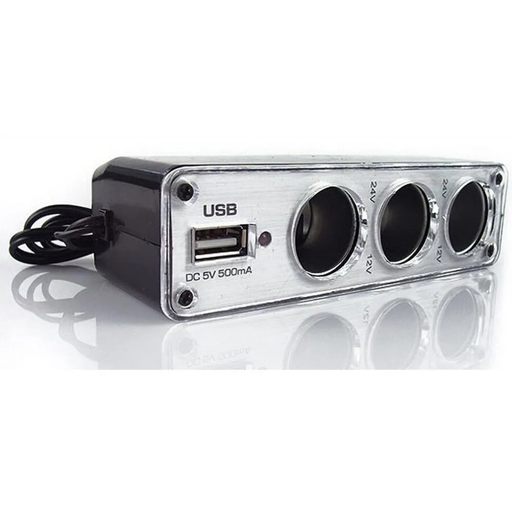 cigarette lighter multi plug 3-Way Socket Auto Car Splitter with USB Port Car Charger DC5V/2100mA cigarette lighter multi plug Car