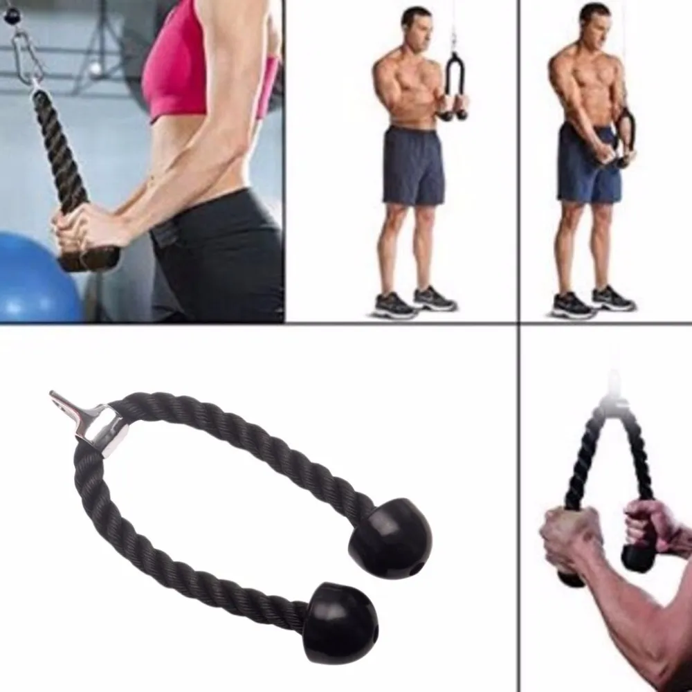 Cuerda de tríceps resistente para entrenamiento de bíceps, cuerda de nailon  para tríceps con gancho a presión de acero inoxidable, accesorio de cuerda