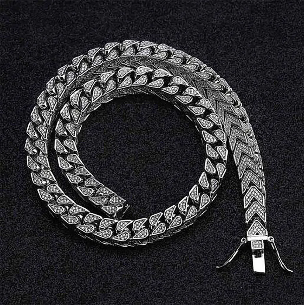 Heren Dubbellaags Pijl Lijn Vierkante Choker Collier Goud Verzilverd Micro Pave Cubic Zirkonia 8mm 18 inch 22 inch ketting