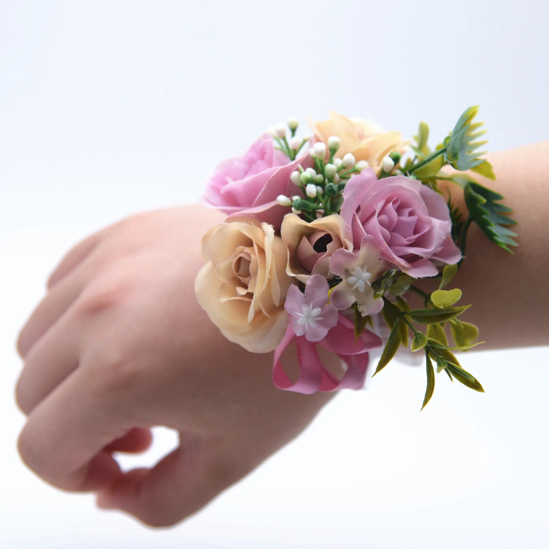 Buy Tiny Store Wrist Corsage Braided Leaves Bridal Bracelet Wedding Hand  Flower Red (59018632TS) Online at Low Prices in India - Amazon.in