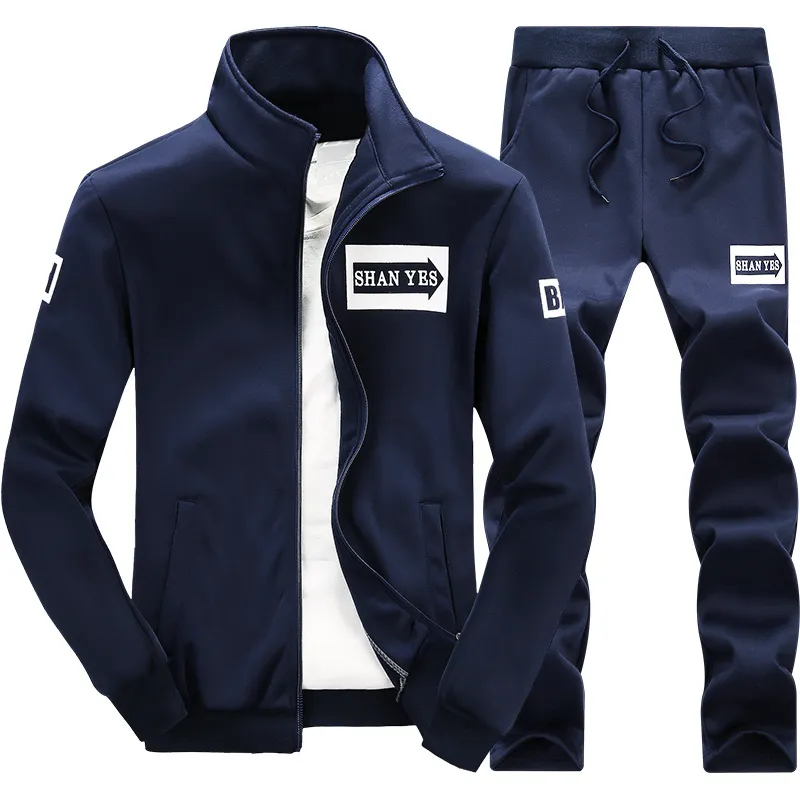 Män Sportkläder Hoodie och Sweatshirts Svart Vit Höst Vinter Jogger Sportkläder Mens Sweat Suits TrackSuits Set Plus Size S-2XL J190755