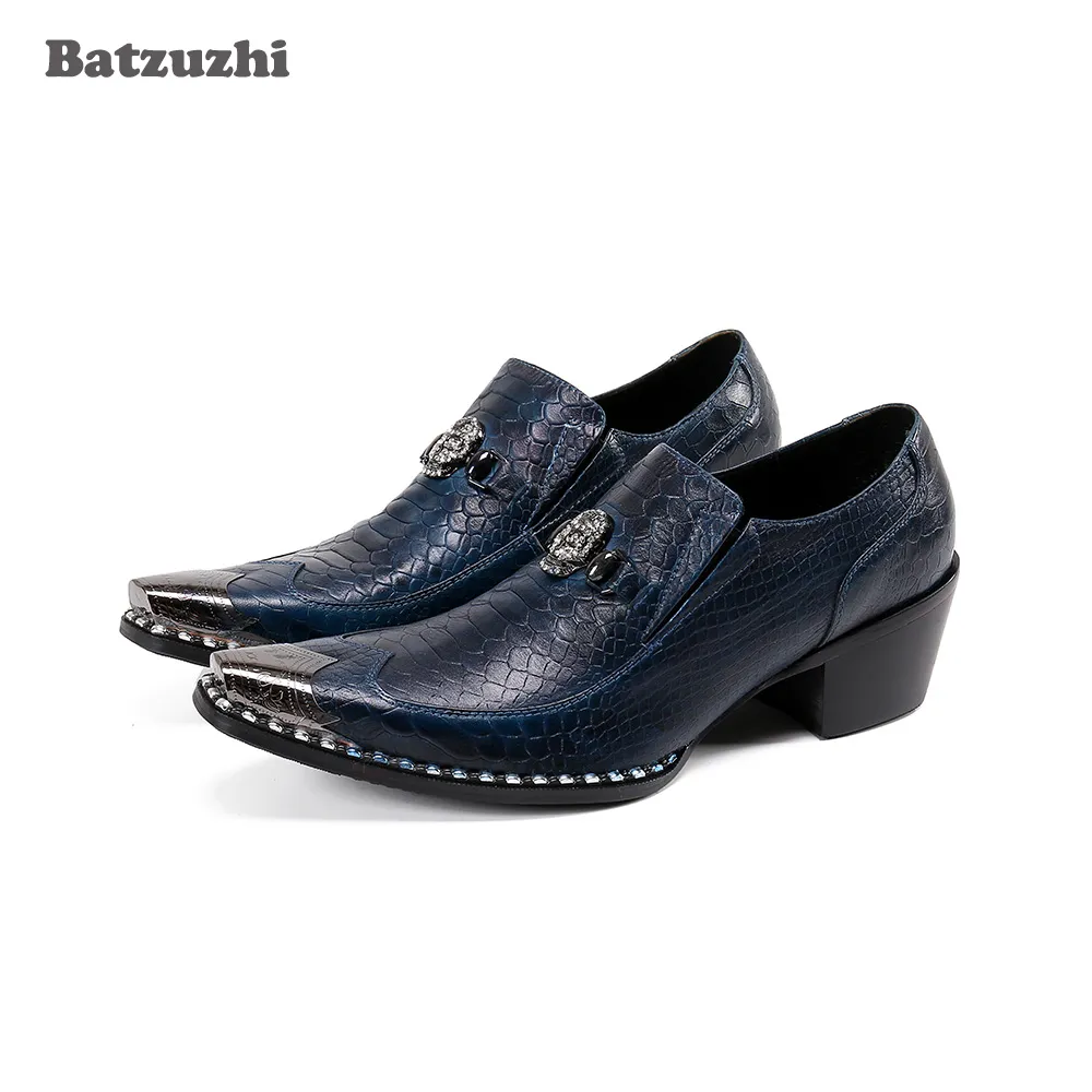 Batzuzhi osobowość Designer's Men Shoes Sukiety Sukienka Sukienka Skórzana Buty dla mężczyzn 6.5 cm Heels High Zapatos Hombre, 38-46