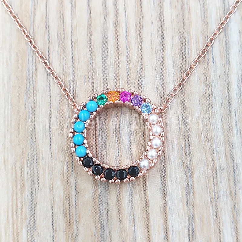 Rose Gold Vermeil Diamond Circle Pendant With Gemstones Authentic 925  Sterling Silver For European Bear Jewelry Style Andy Jewel 9127 From  Pando_jewel, $14.79