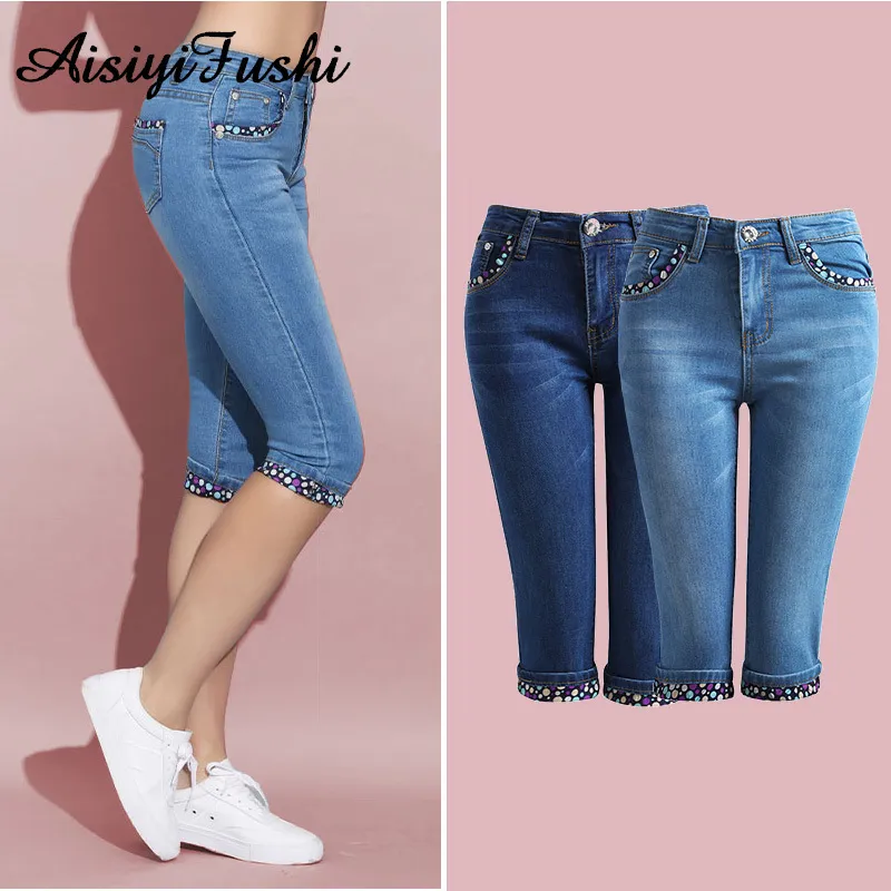 Denim Skinny Jeans For Woman Stretch Fashion Polka Dot Capris Jeans Women  Elastic Knee Length Capris Pants Womens Jeans Female Y19042901 From  Huang02, $32.93