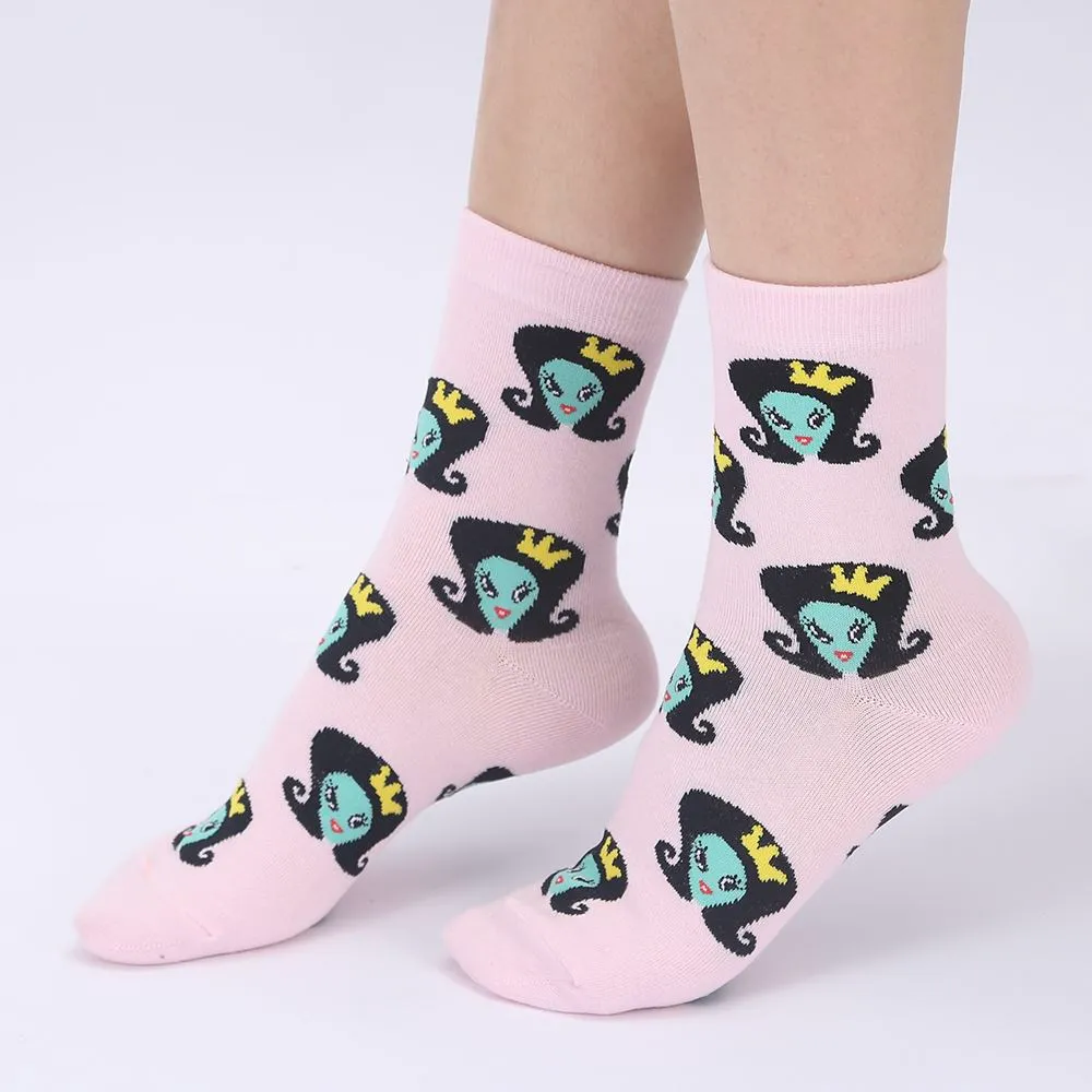 YEADU femmes chaussettes japonais coton coloré dessin animé mignon drôle heureux kawaii crâne Alien avocat chaussettes pour fille cadeau de noël