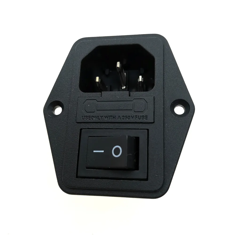 Promotion Black C14 Fuse Switch Inlet Male Power Supply Connector Plug, AC Switch 3Pin Inlet Module Plug+10A fuse