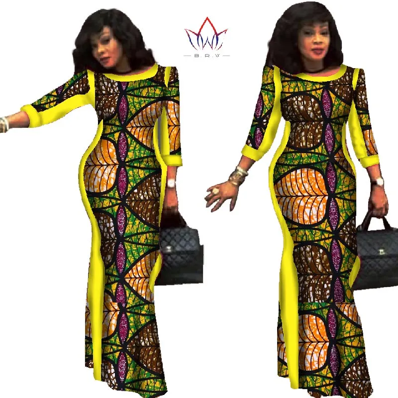 famous brandCasual Dresses New style African Clothes for Women Bazin Riche Plus Size Real Wax Print 100% Cotton Dresses WY304