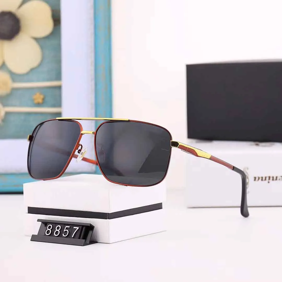 P Letters Brand Mens Designer Sunglasses Summer Sunglasses Men Adumbral Glasses UV400 8857 High Quality with Box