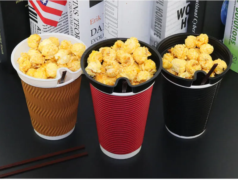 Uchwyt na kubek z przekąskami kreatywny smażone frytki kursy popcorn uchwyt do dyspozycji zimny napój mleko plastikowa taca ZC00626499631
