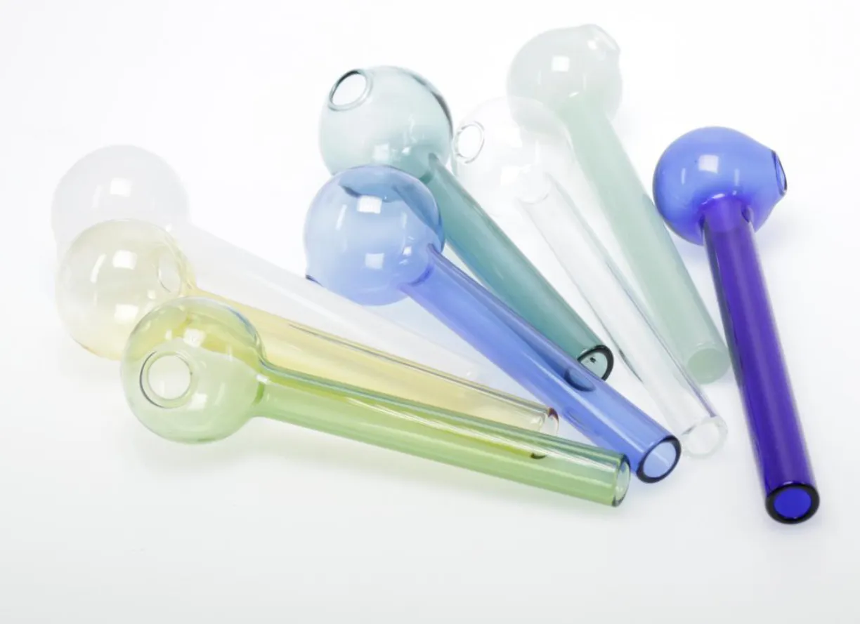 12 cm Bunte Pyrex Glas Ölbrenner Rohr Tabak Trockene Kräuternägel Wasser Handpfeifen Rauchzubehör Glasrohr Rauchbong