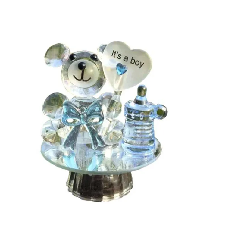 50pcs/lot I love u happy birthday Led Crystal Bear Nipple Baptism Christening Baby Shower Favors For Guest F052901