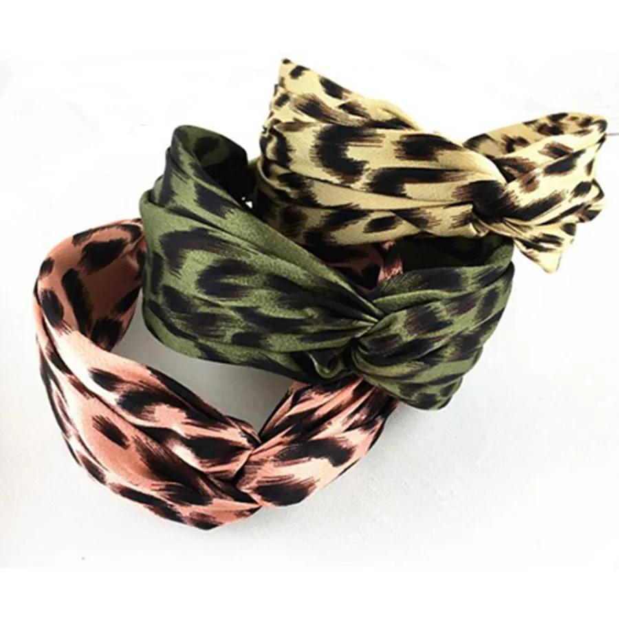 Leopard Print Wide Hoofdband Cross Vrouwen Koreaanse Haarband Kleur Blokkering Stof Wide Hoofdband Dames Haaraccessoires Hoofddeksels