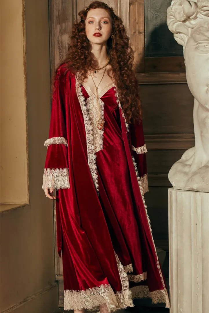 Vintage Royal Robe Robe Set Women Nightgown Robes Gown Ankle