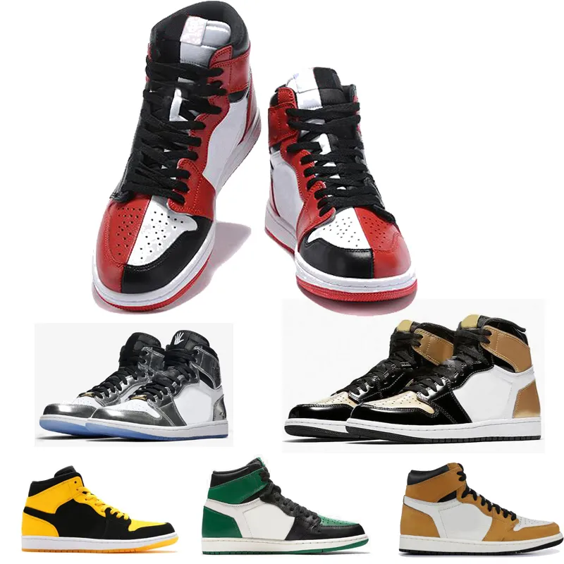 style classique High OG 1 UNC Patent Men 1s Gold Toe Top 3 Black Toe Chameleon Basketball Shoes Neutral Grey Bred Toe Sneakers